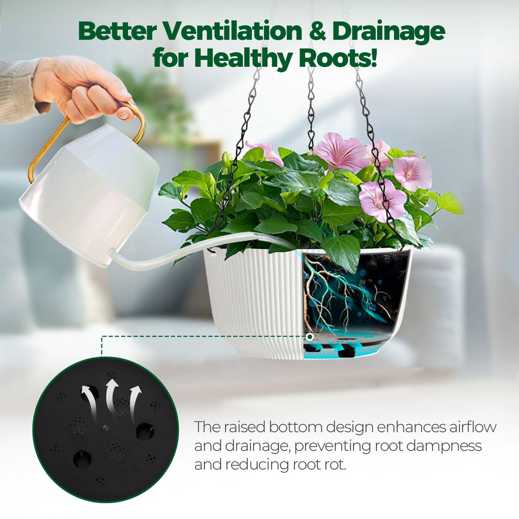 Hanging Planters for Indoor Outdoor, 8 Inch Self Watering Pots, 2 Pack