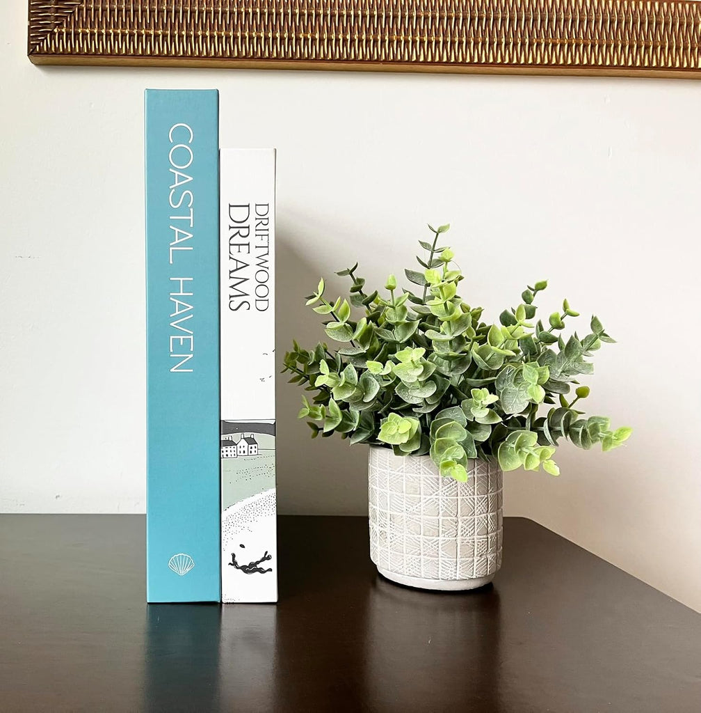 Decorative Faux Book Storage Box 2-Pack with Magnetic Close Decor, Room Decor Aesthetic, Shelf Decor - Coastal Style - Set of 2