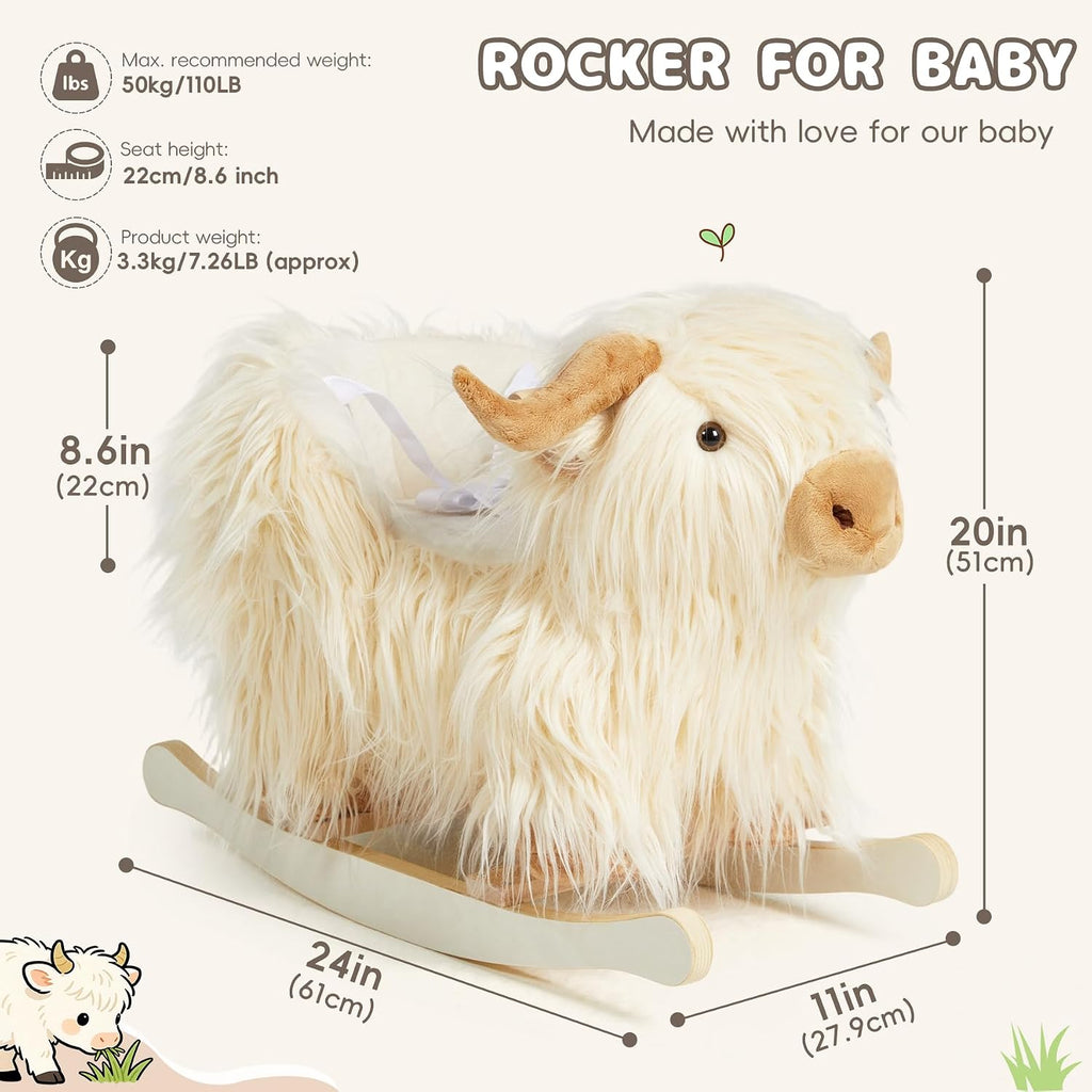 Baby Rocking Horse,Highlander Cattle Rocking Toy for 1+ Year Old Boys and Girls Rocking Horse for Kids Room Nursery
