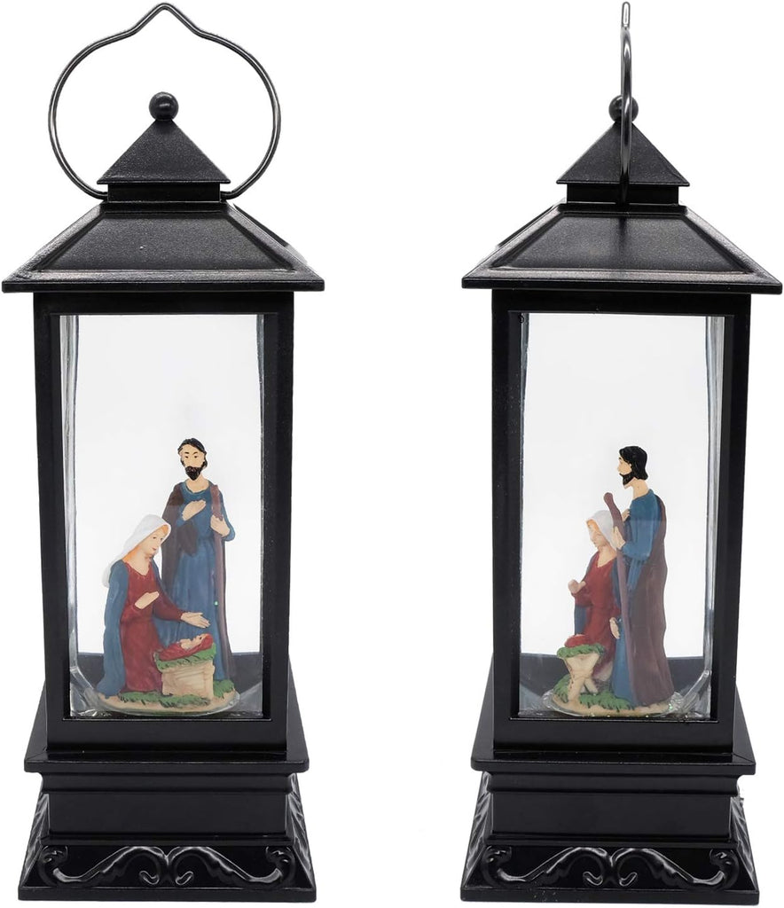 Lighted Musical Snow Globe Lantern with 6 Hour Timer Nativity