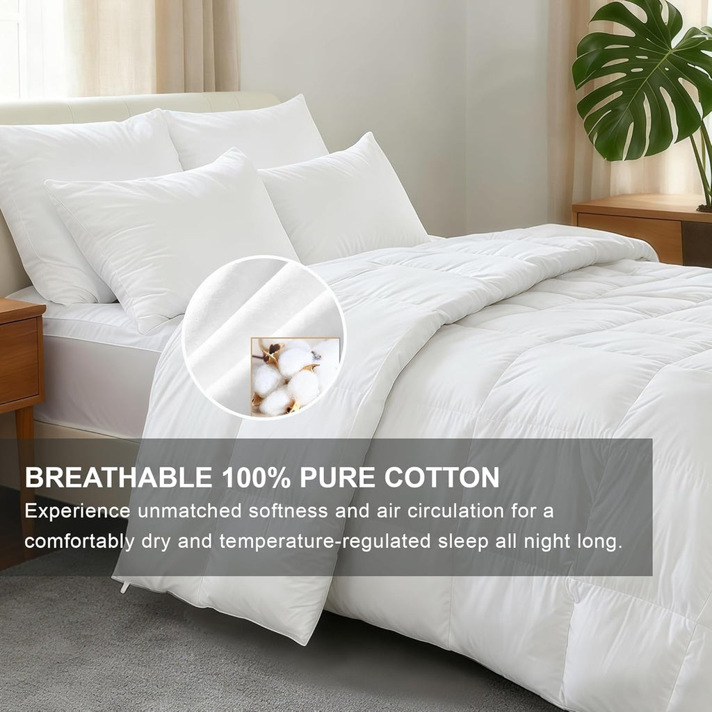 Goose Feather Down Comforter Queen, White 100% Cotton Duvet Insert