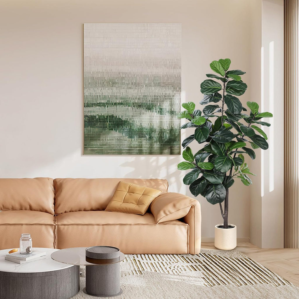Faux Fiddle Leaf Fig Tree 5ft with Sturdy White Planter