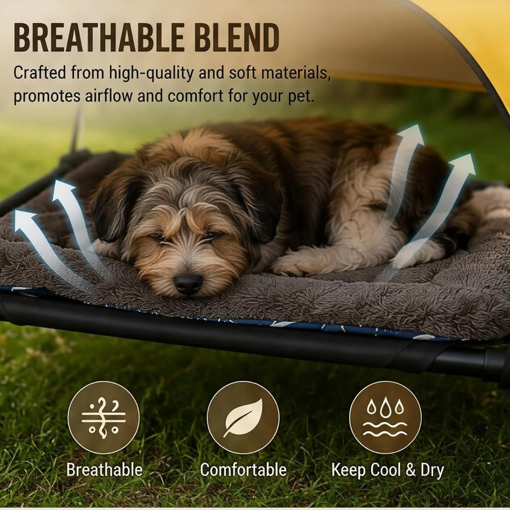 Outdoor Dog Bed with Canopy, Pet Chair with Removable Shade, Portable Pet Bed with Umbrella Water Resistant