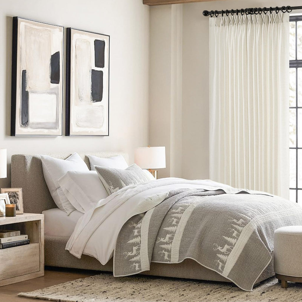 Natural Pinch Pleated Linen Curtains 84 Inch Length 2 Panels Living Room Textured Cream Semi Sheer Window Curtain