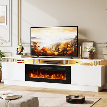 80" TV Stand & Media Console, Entertainment Center with Storage Shelves, Fits TVs up to 90", Modern Living Room