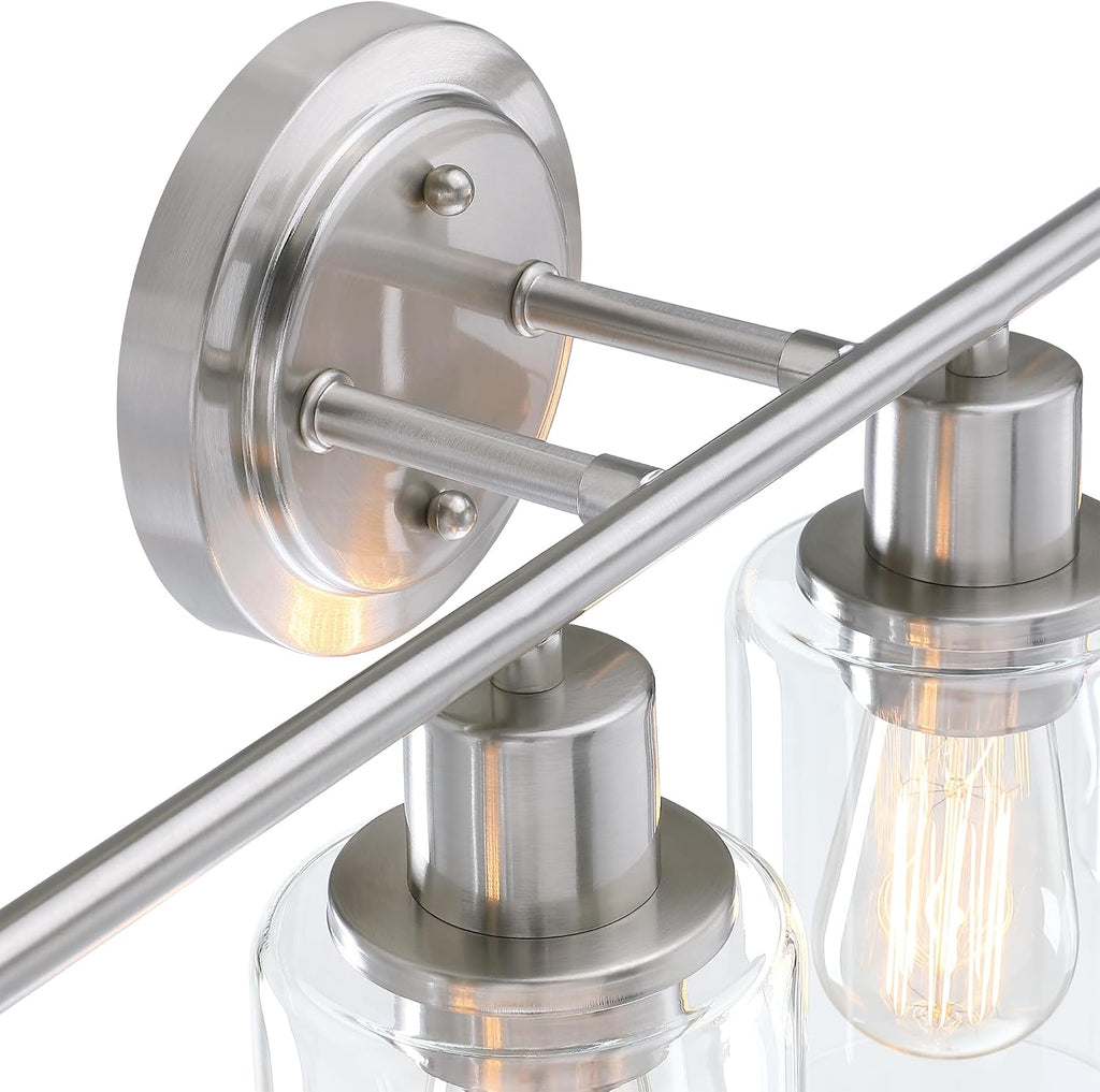 Brushed Nickel 4-Light Bathroom Light Fixture Over Mirror Sink, 4-Light Bathroom Vanity Lights Brushed Nickel Vanity