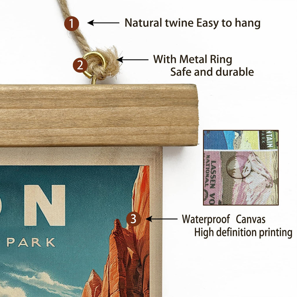 Zion National Park Wall Art, Vintage Utah Landscape Travel Poster