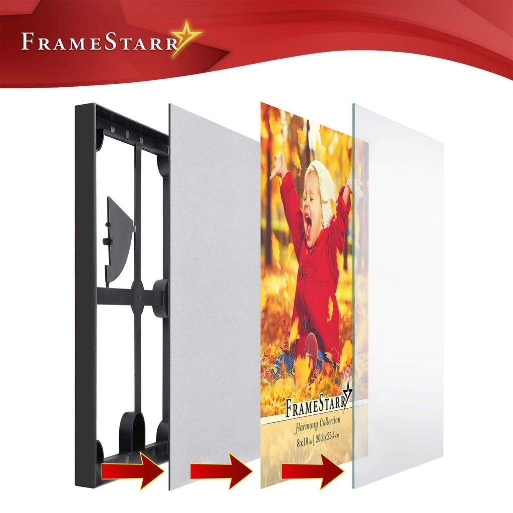 8x10 Picture Frames - Black, 3 Pack - Modern Style, Harmony Collection