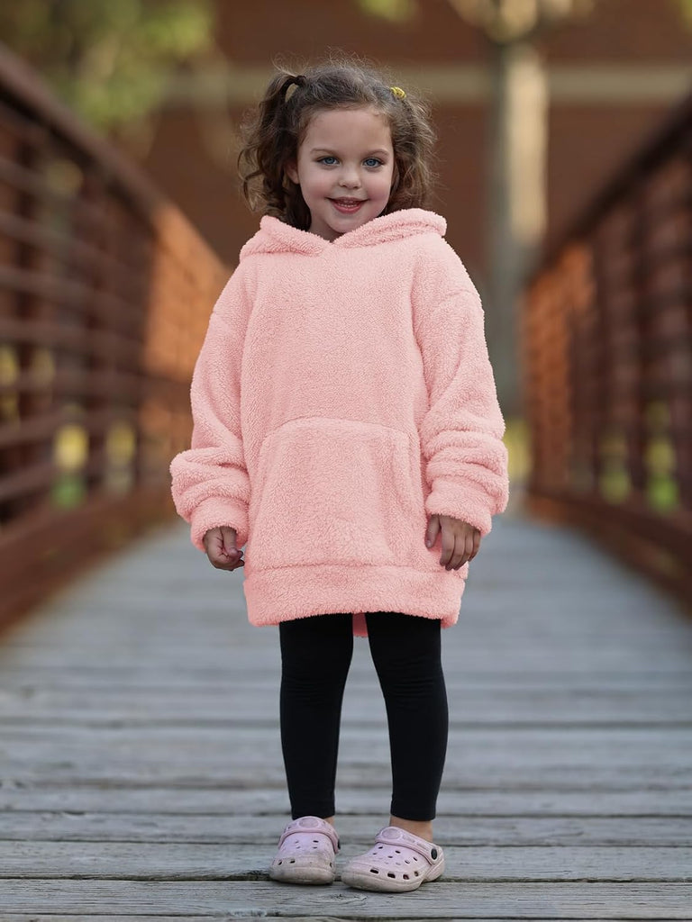 Toddler Girls Fuzzy Fleece Hoodies Kids Pullover Sweatshirts