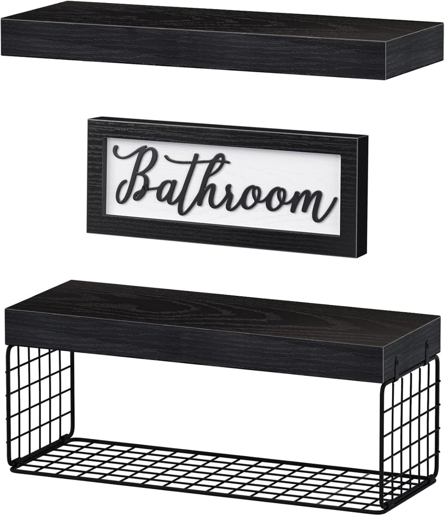 Bathroom Shelves Over Toilet - Paper Storage Wall Mounted Farmhouse Decor Decorations Aesthetic Décor Sign Small