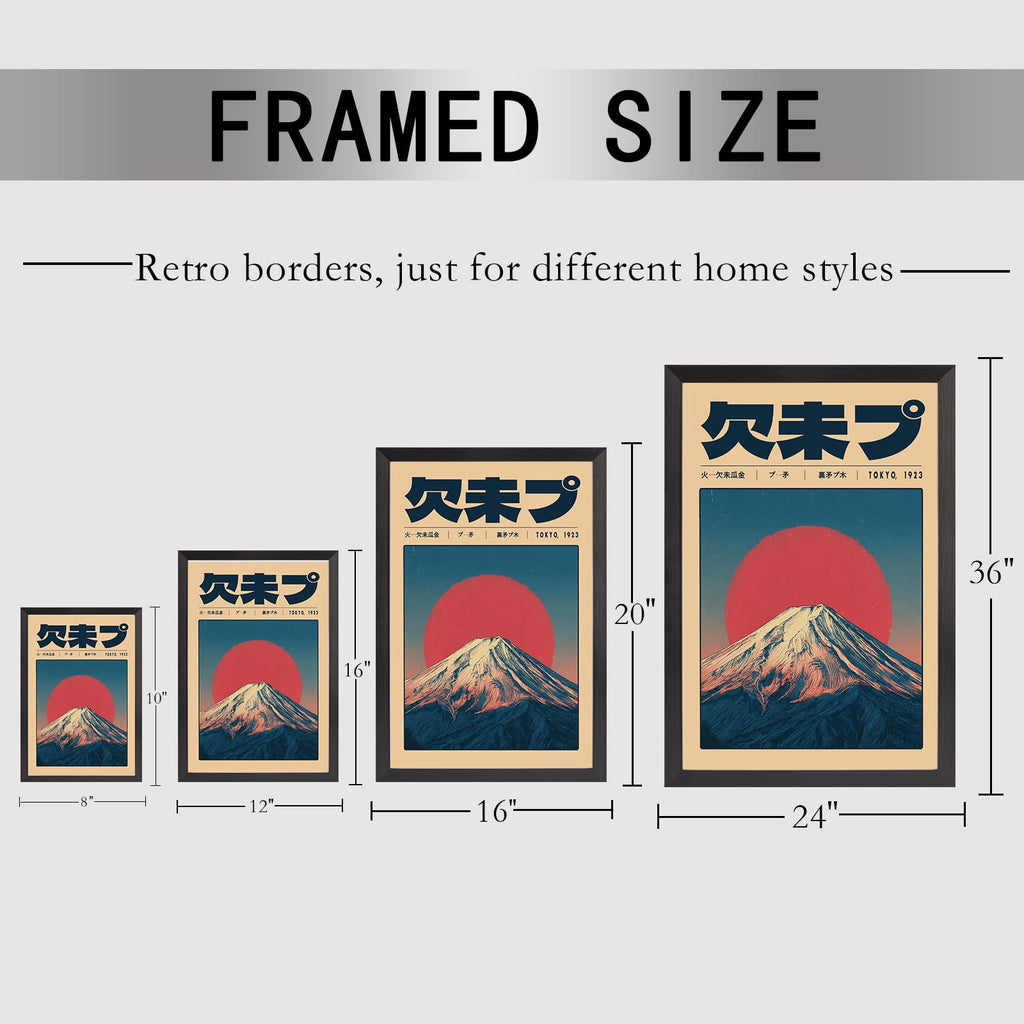Vintage Japanese Mount Fuji Poster Rising Sun Mountain Landscape Canvas Wall Art Retro Style Nature Scenery Prints