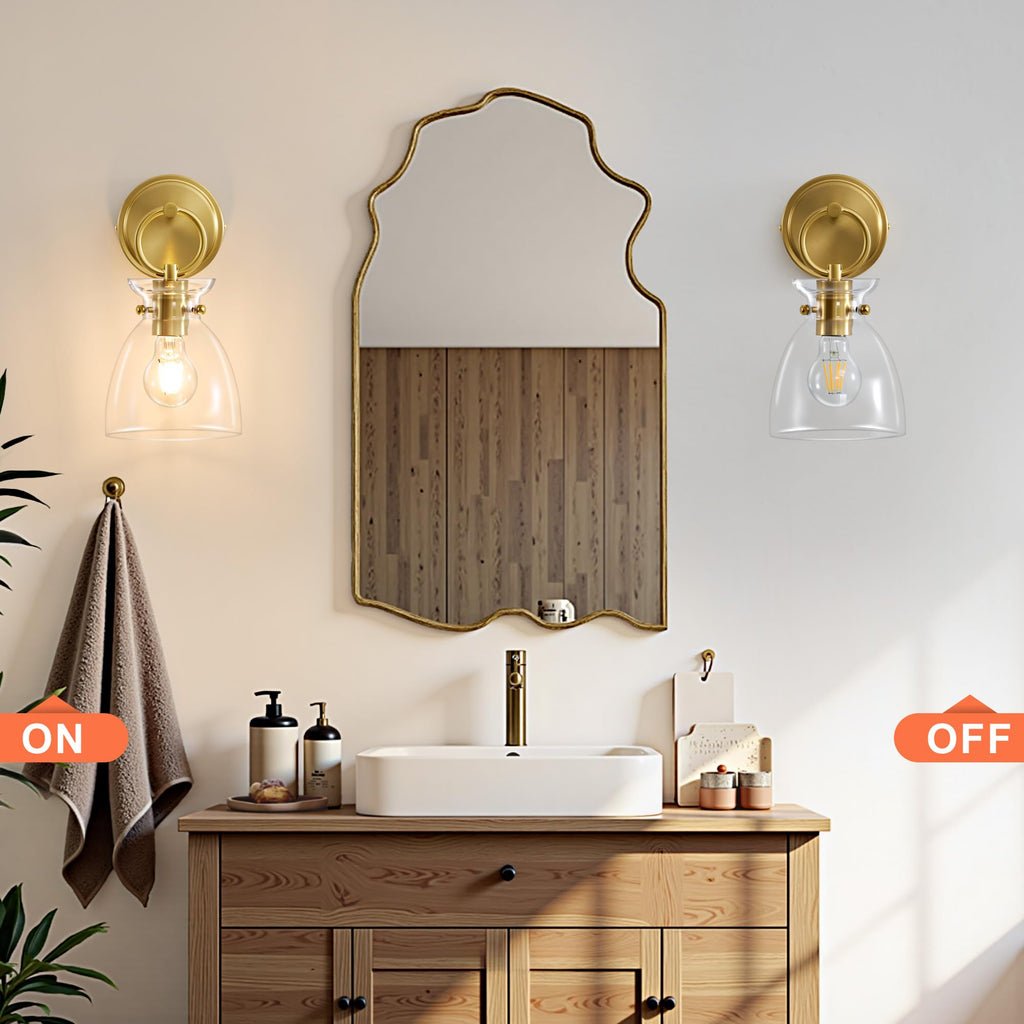 Gold Wall Sconce 1-Light Farmhouse Vanity Light Fixtures