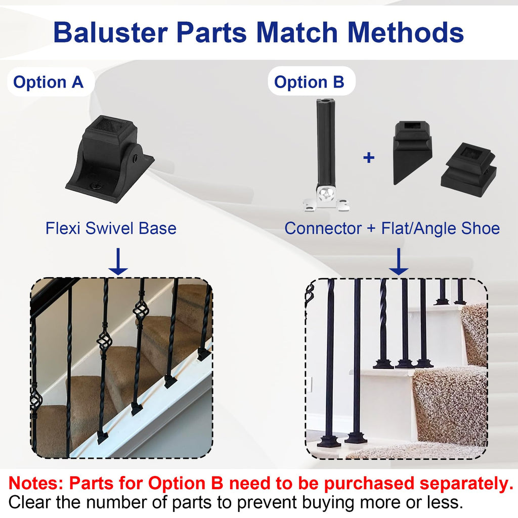 10-Pack Wrought Iron Stair Balusters, 44" Basket Twist Design