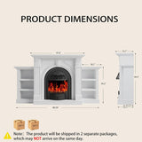 80 Inch Electric Fireplace TV Stand with Mantel, Birdcage-Style Fireplace Heater and Carved Column Design, Entertainment Center for Living Room or Bedroom, Black