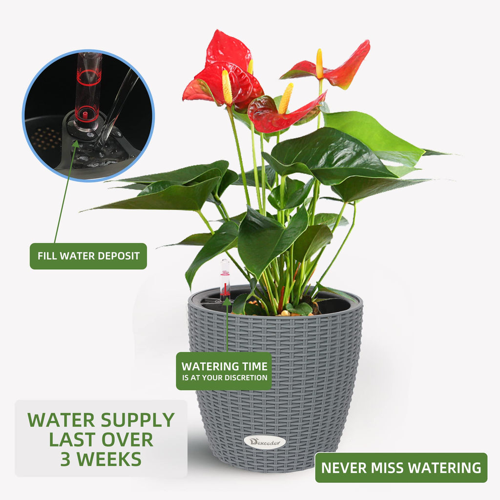 9x8 Self Watering Planter (Deep Gray Rattan)