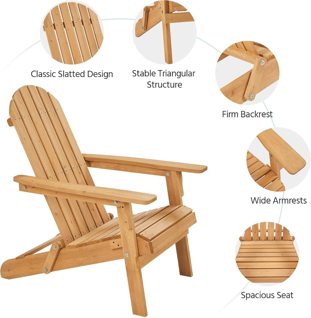 Folding Adirondack Chair Set of 2 Fire Pit,Honey Brown | Weather-resistant outdoor seating with a classic slatted