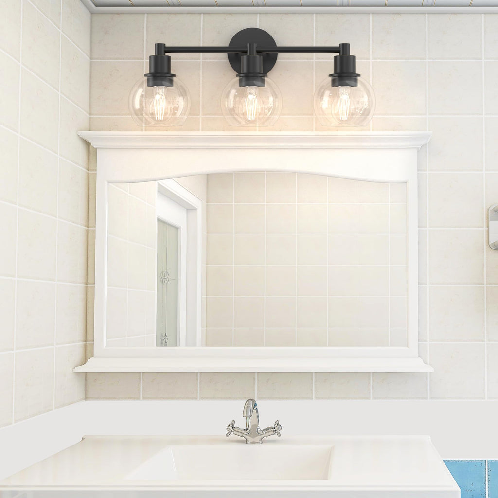3 Lights Bathroom Vanity Light Fixtures Black, Bathroom Lights Over Mirror, Industrial and Farmhouse 3 Lights Wall