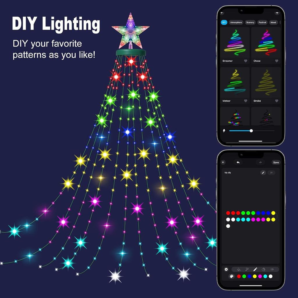 Smart Christmas Tree String Lights with Ring, 330 LED Christmas Tree Light