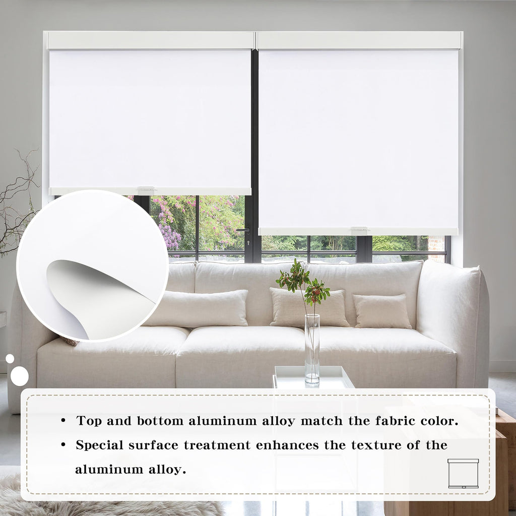 Cordless Blackout Roller Shades Blinds for Windows, White