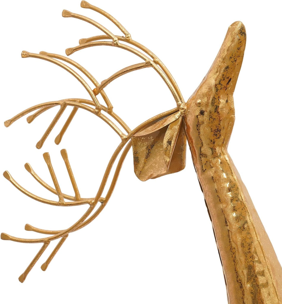 Reindeer Figurine Statues Set of 3, Christmas Reindeer Decor Statues, Gold