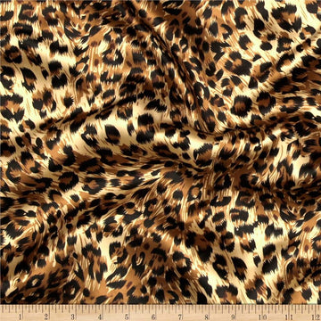 Charmeuse Satin Big Cheetah Tan/Brown/Black, Fabric by the Yard