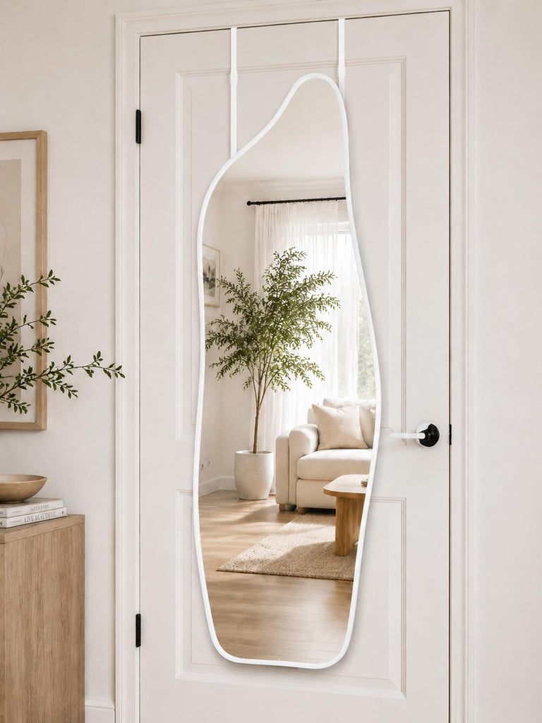Full Length Door Mirror, 48"x16" Wall Mounted Mirror, White