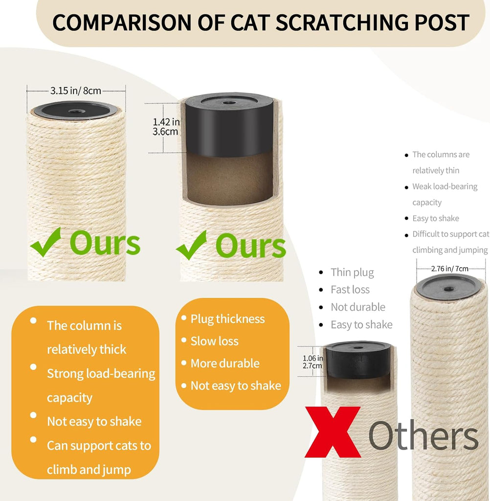 54" Modern Cat Tree Tower for Indoor Cats, Large & Multi-Cat Homes