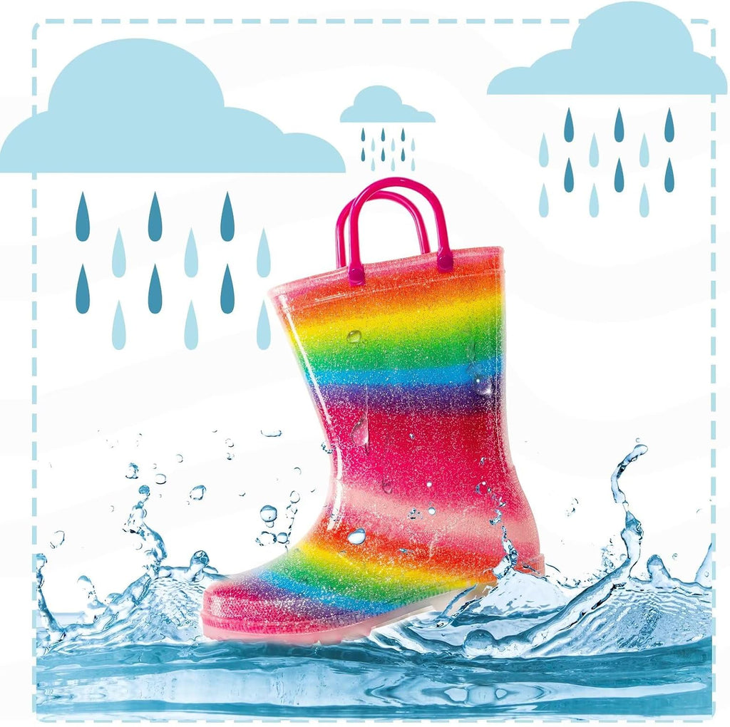 Girls Glitter Rain Boots Kids Light Up Boots