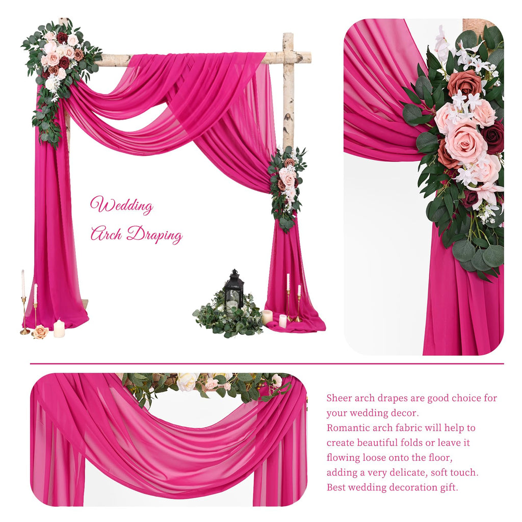 Wedding Arch Draping Fabric Fuchsia Chiffon Fabric Drapes