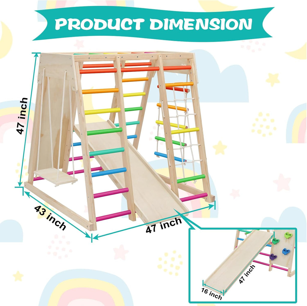 In-1 Jungle Gym Playset, Wooden Montessori Climber Kids