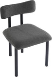Boucle Dining Chairs Set of 2, Upholstered Kitchen Dinning Room Chair with Curved Backrest and Metal Frame