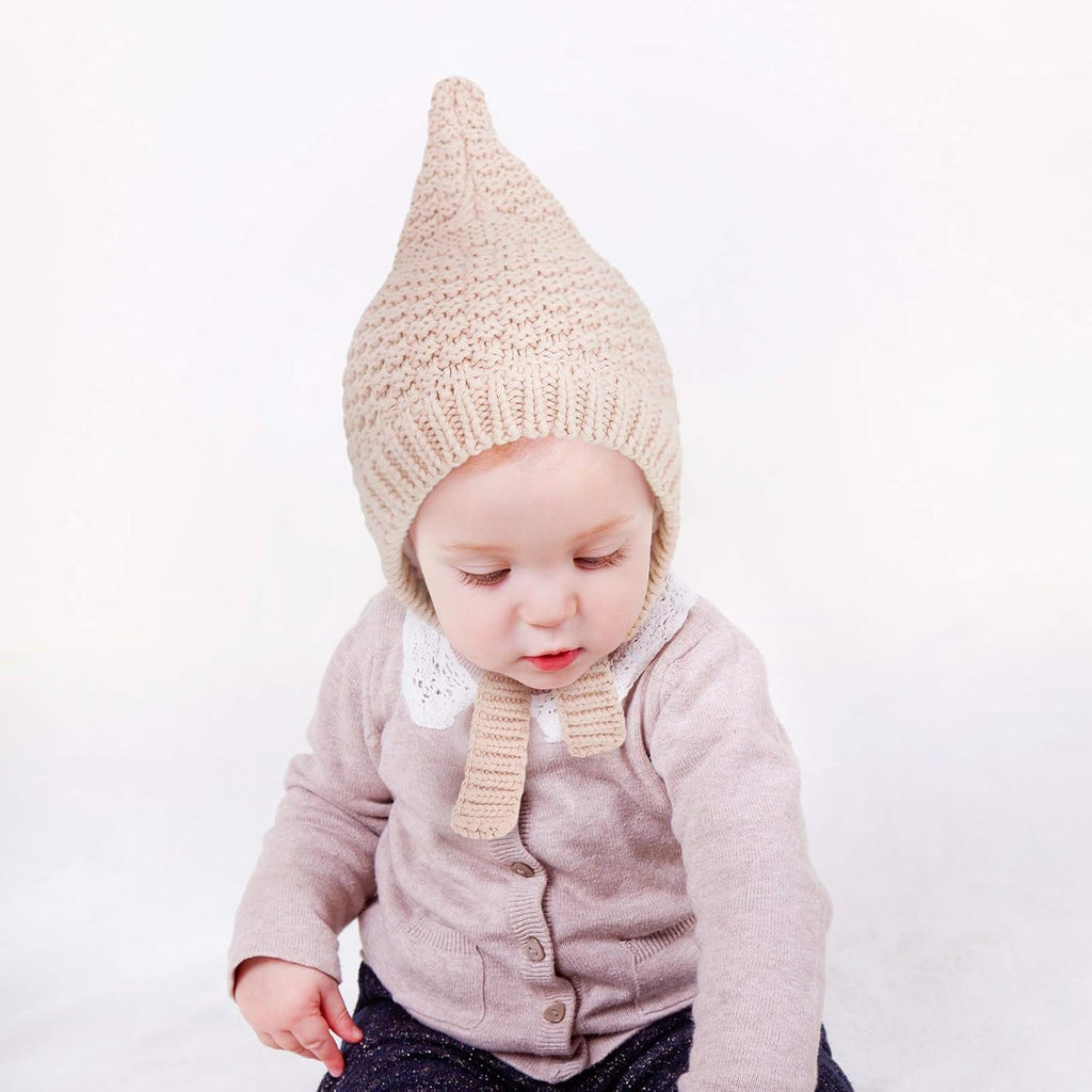 Baby Winter Bonnet Cotton Lined Pixie Knit Hat