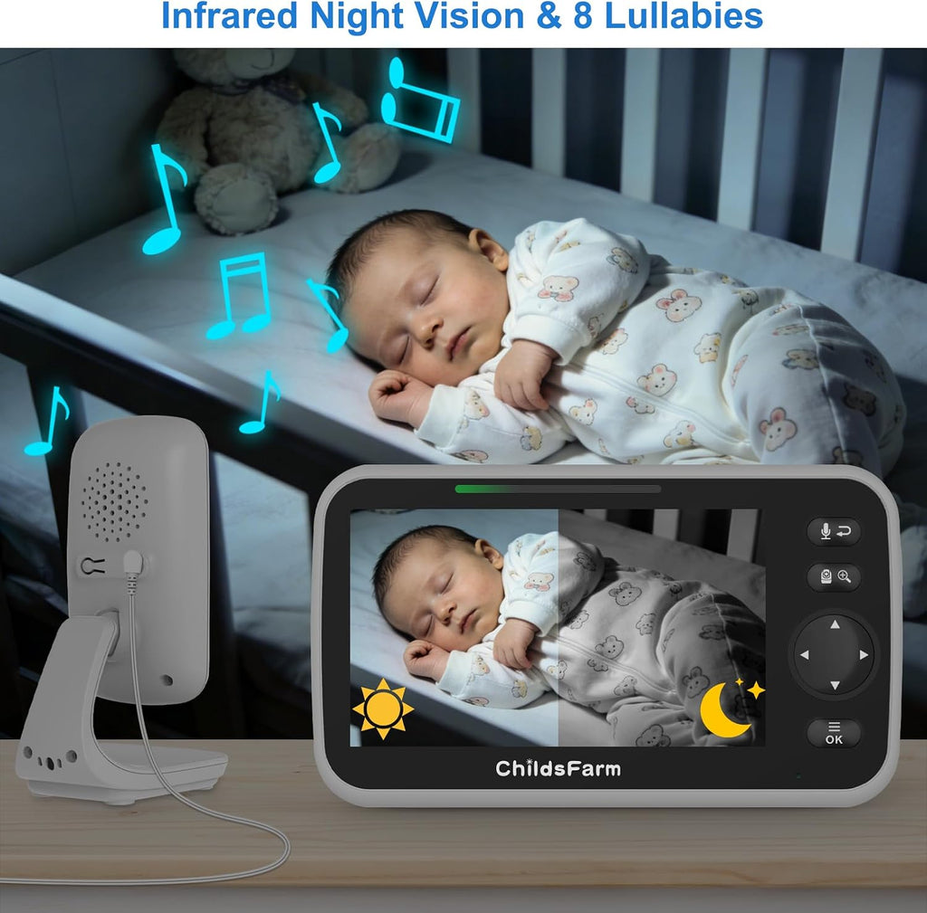 No WiFi Baby Monitor with Camera and Audio, 5" Video Screen