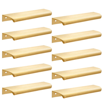 10 Pack Gold Edge Finger Pulls for Cabinets, 6" Drawer Pulls
