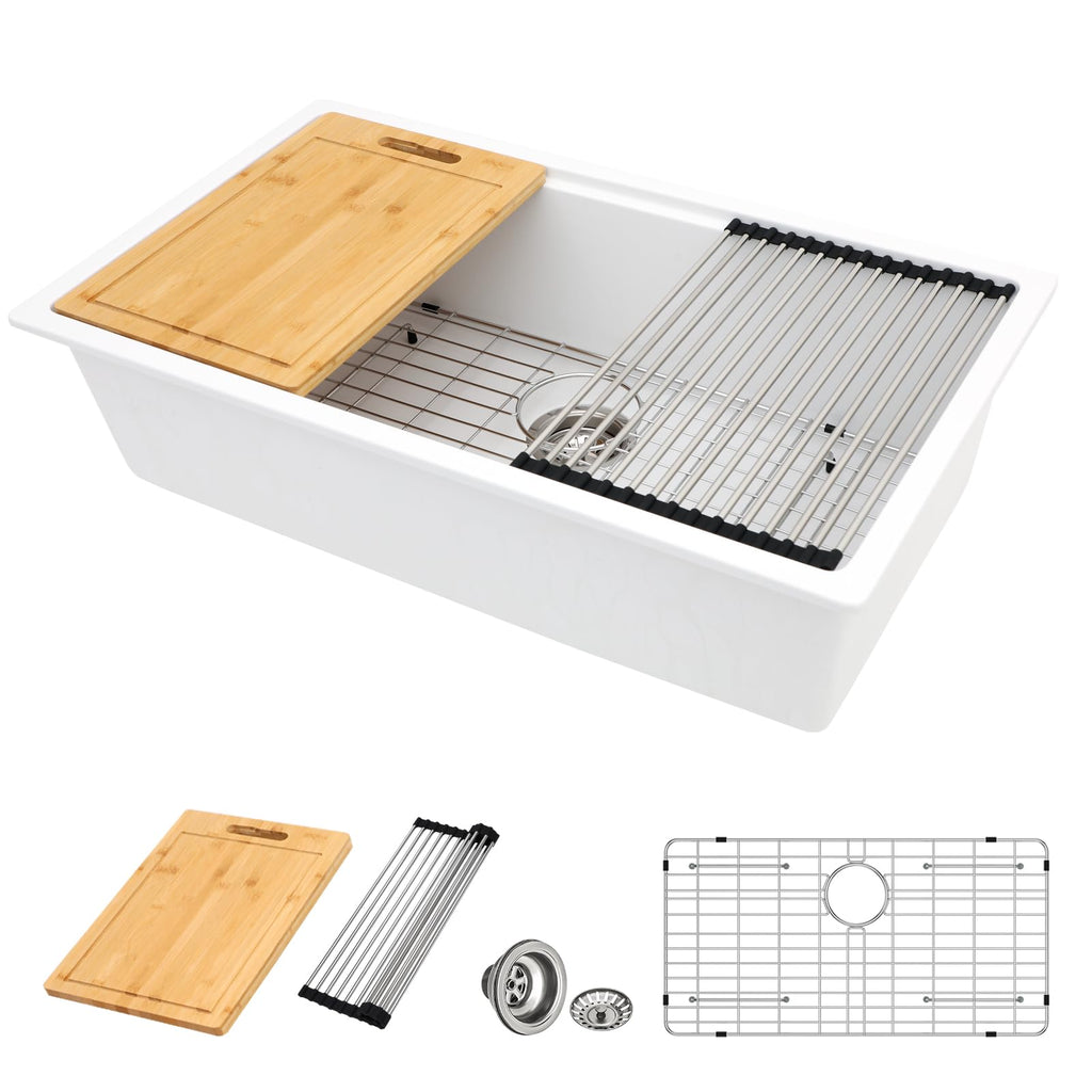 32x19 Granite Composite Kitchen Sink - 32 Undermount Kitchen Sink Workstation White Granite Quartz Composite Under