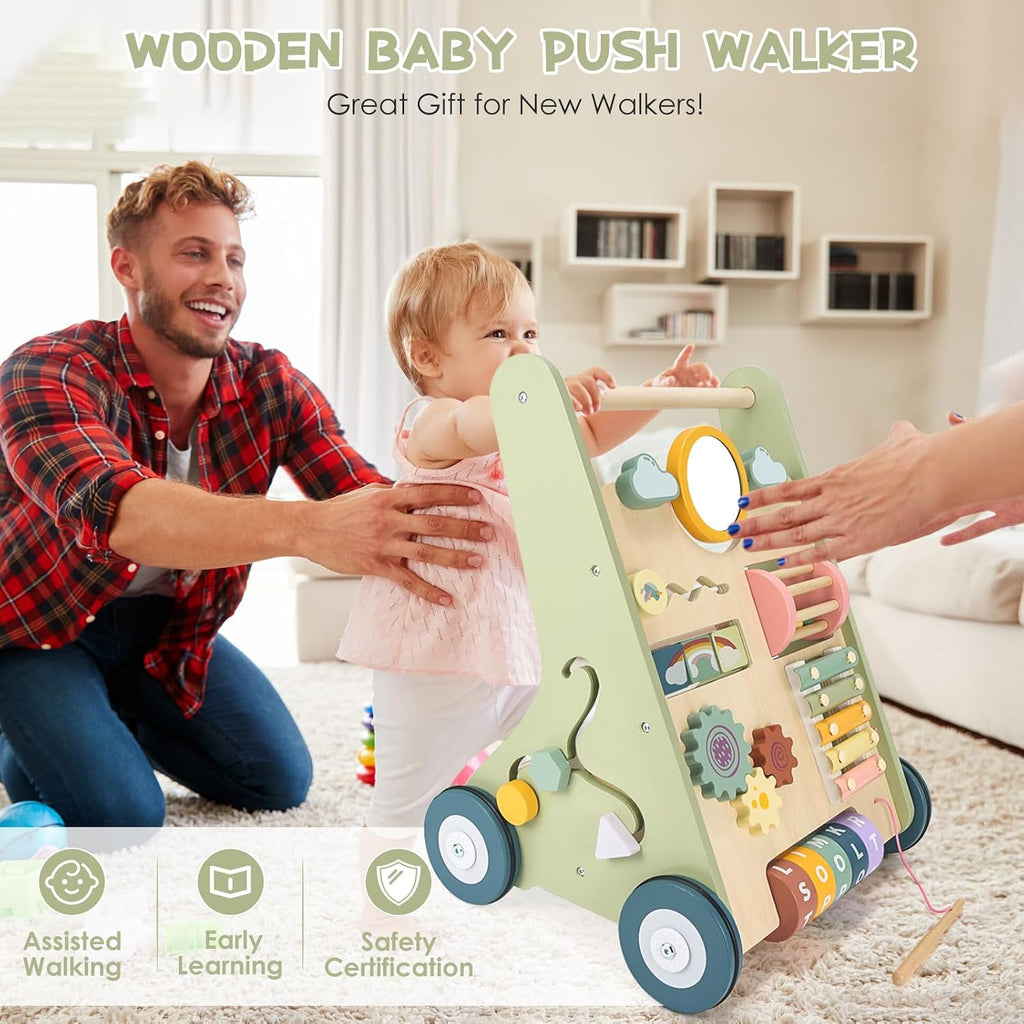 Wooden Baby Push Walker,Montessori Push Walker for Babies 10-12 Months