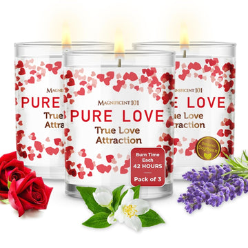 Pure Love Attraction Glass Candles, Rose Jasmine, 3 Pack