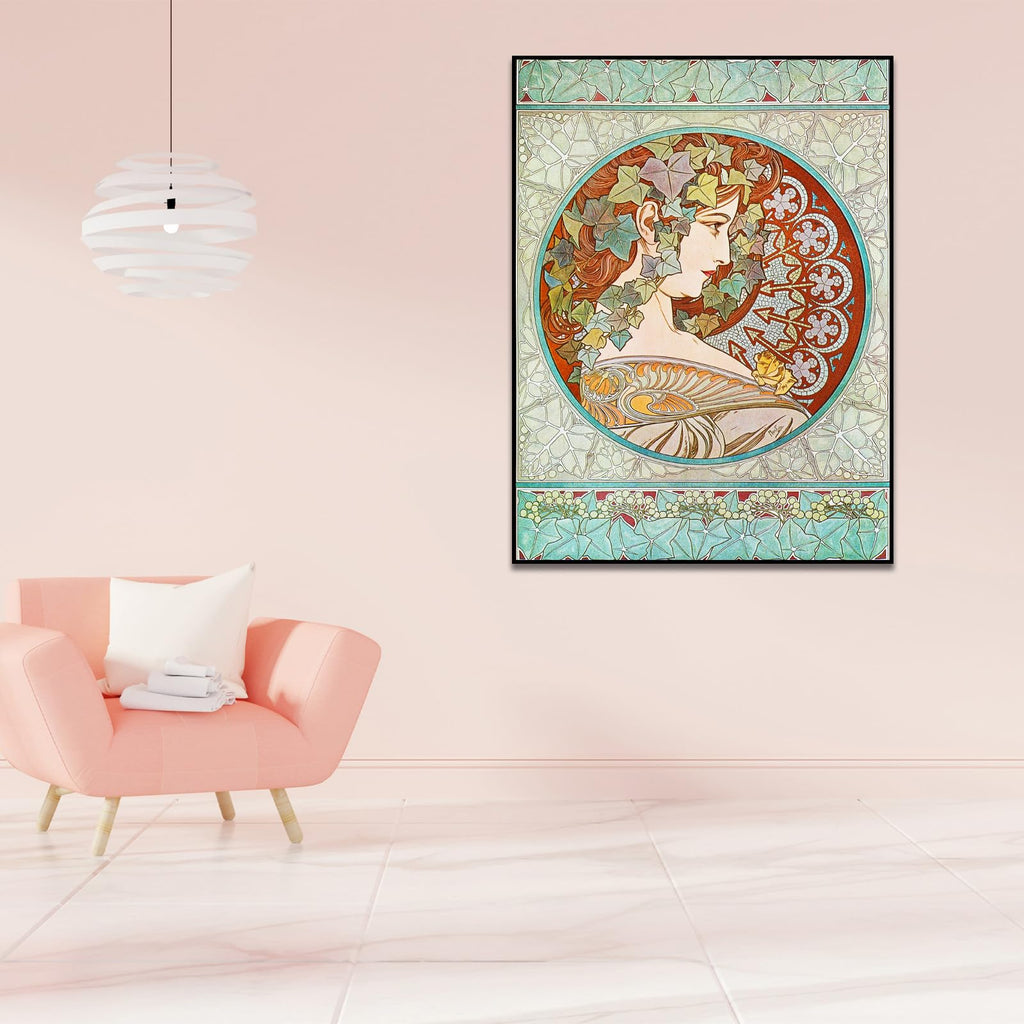 Alphonse Mucha Canvas Wall Art Laurel Poster Mucha Art Nouveau Painting Vintage Classical Poster Fine Art Oil