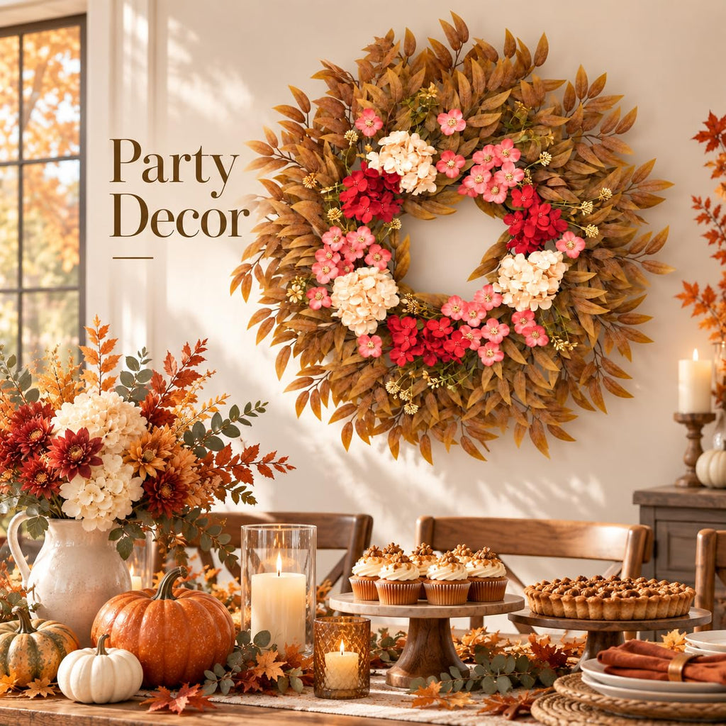 28" Fall Wreath for Front Door with Eucalyptus & Hydrangea