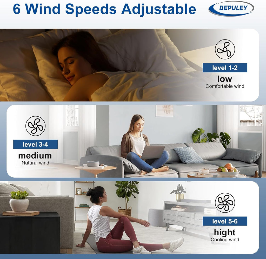 42-Inch Ceiling Fan with Light: White 3 Blade Indoor Outdoor Fans for Patios - Dimmable Ceiling Fan with Remote APP Control Ultra Quiet DC Motor Reversible 6 Speed Timer A101-B0F83L8L8K
