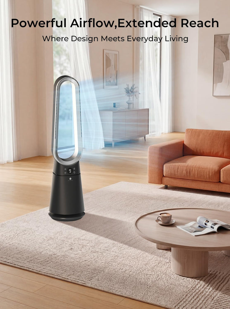 Bladeless Tower Fan , 20 Speeds 3 Modes, Standing Fan with Remote, 8H Timer, 38" Quiet Tower Fan, 120° Oscillation