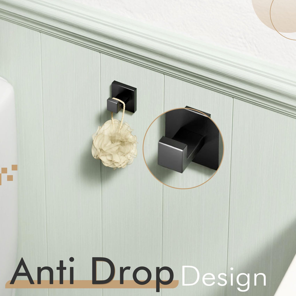 Bath Towel Hook Wall Mount Square Robe Hook Coat Hook, Bathroom Kitchen Garage Heavy Duty Wall Mounted, SUS 304