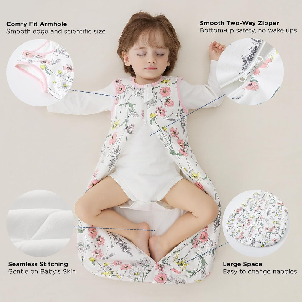 2.5 TOG Baby Sleep Sack 100% Cotton Winter Baby Wearable Blanket, Warm Quilted Comfy Toddler Sleeping Bag