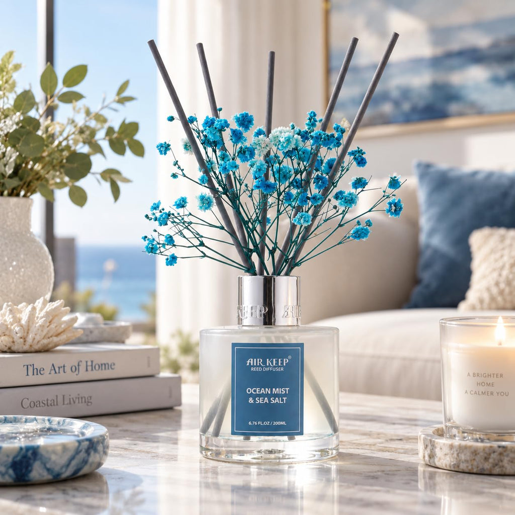 Reed Diffuser Set/Ocean Mist&Sea Salt/6.76 fl oz(200ml)/1 Pack/Home & Office Decor Aromatherapy Diffuser Oil Gift Set