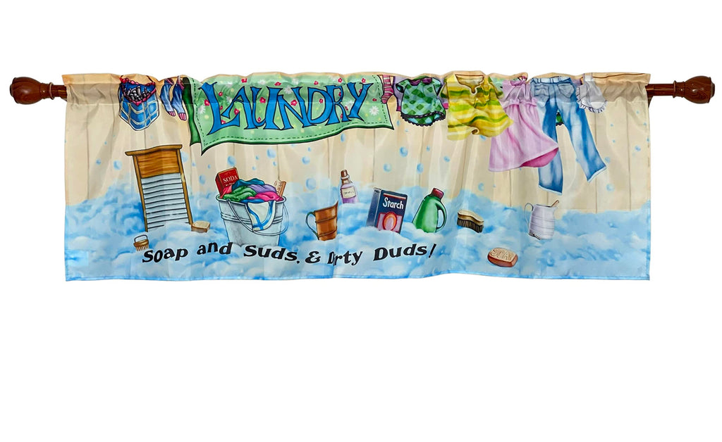 Colorful Soap and Suds Laundry Decorative Valance 58 x 18 Inches
