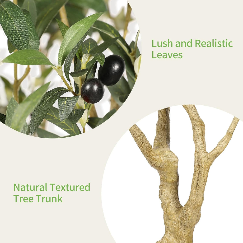 6ft Olive Tree Artificial Indoor with Thick Trunk & Realistic Leave