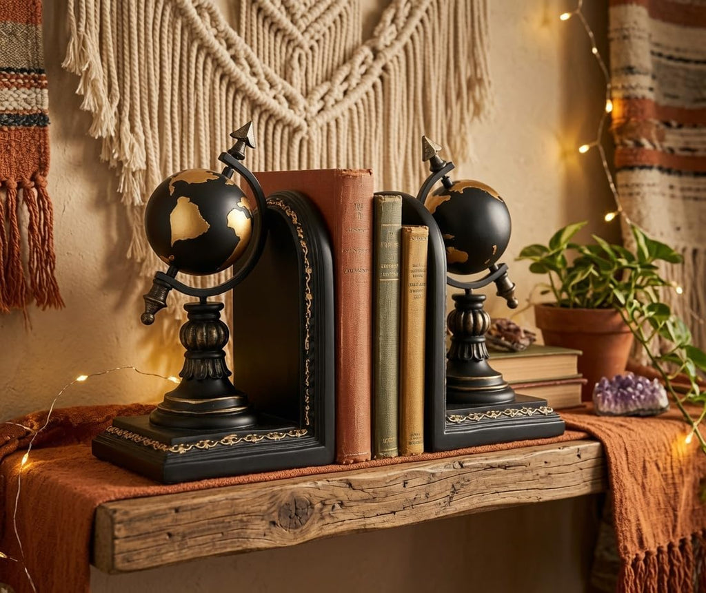 Globe Bookends, Armillary Sphere, Celestial, Arrow, Astronomy - Set of 2