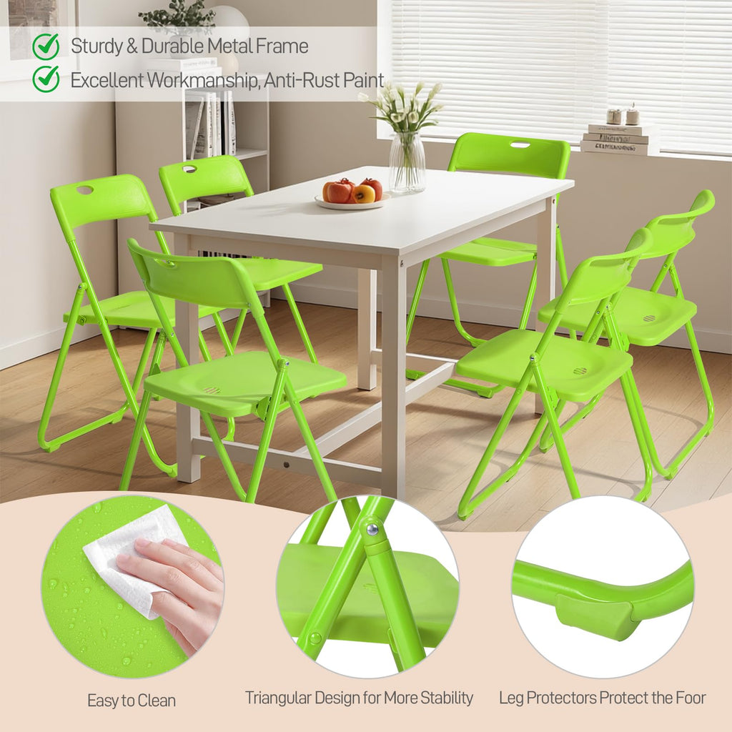 10 PCS Plastic Folding Chair, Lightweight Foldable Chair, Green