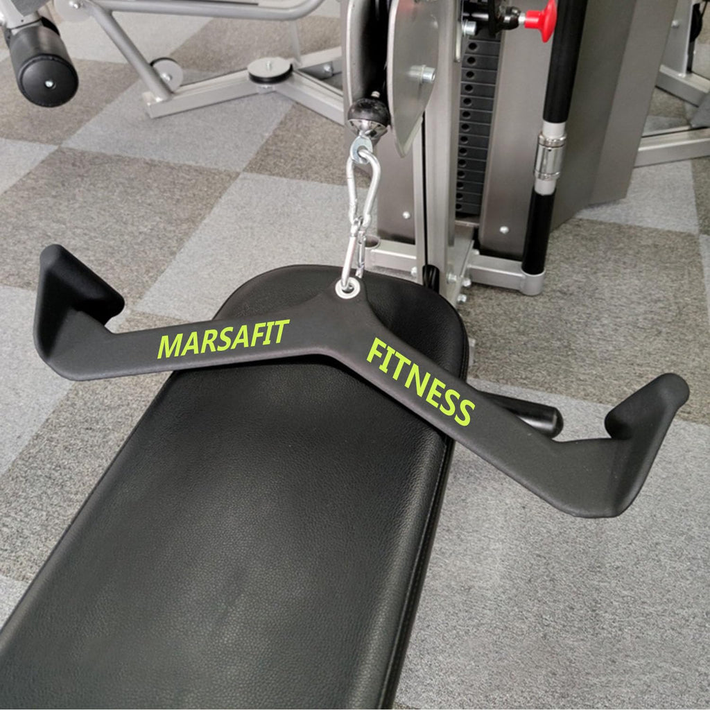 Gym Fitness Rowing T-bar V-bar Pulley Cable Machine Attachments, Bicep Curl Tricep Lat pulldown Bar Back