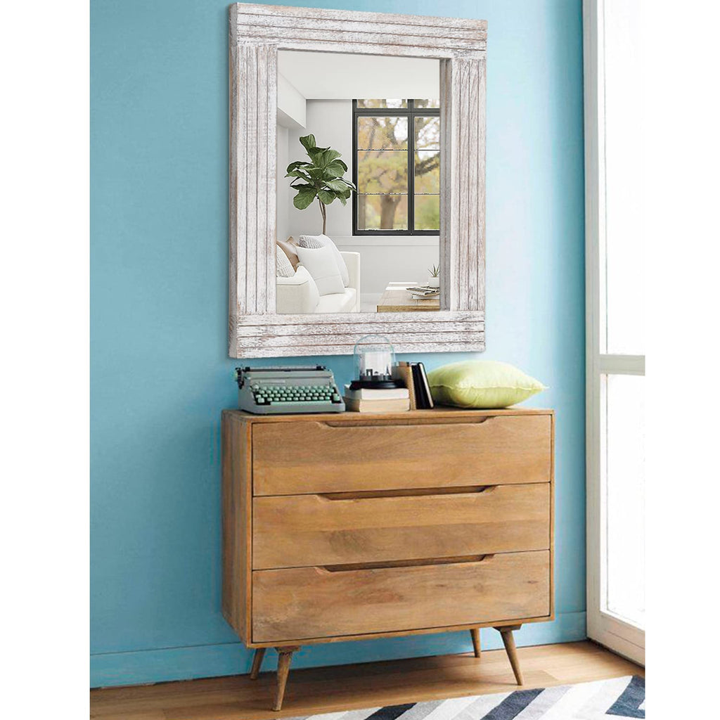 Wall Mirror Rustic Wooden Frame Rectangle Mirror Vintage Hanging Mirror Bathroom Living Room Farmhouse Wall Decor
